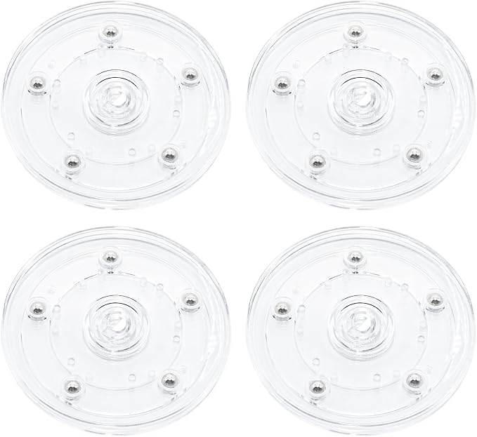 4Pcs Clear Acrylic Lazy Susan 5 Inch Turntable Organizer Bearings | Mini Lazy Susan, Small Lazy Susan Turntable, 360° Rotating Swivel Plate for Spice Rack, Cosmetic, Cake, Pantry, DIY Display