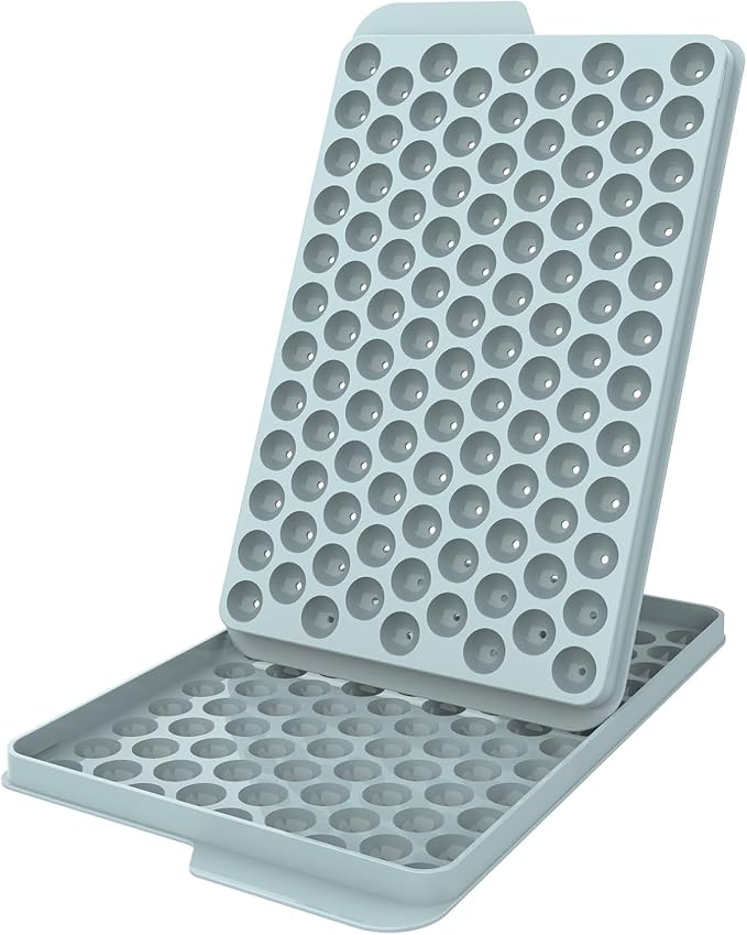 Mini Ice Cube Trays for Freezer with Lid, 0.55" Pebble Ice | 1 Tray Only-Blue. for Iced Coffee, Bottles, Juice & Everyday Drinks, Easy Twist Release, Stackable