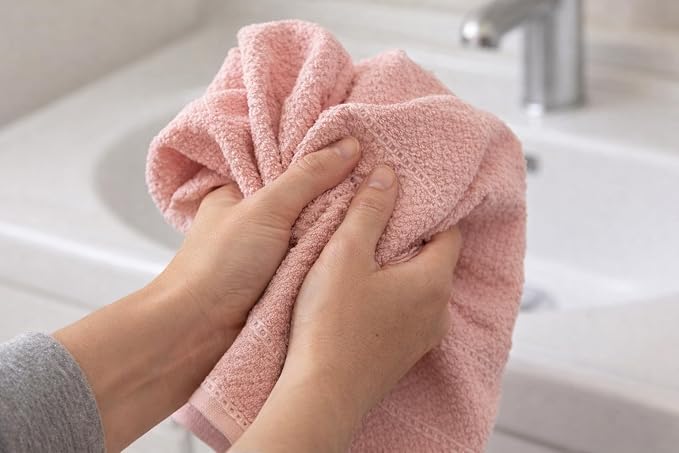 Light Pink Kitchen Hand Dish Towels, Set of 3, 100% Cotton, 18" x 28" | Terry Loop Textured, Soft & Absorbent Cleaning Cloth, Quick Dry, Multipurpose for Everyday Use