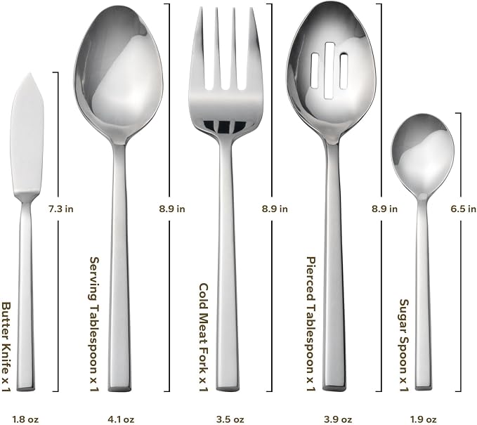 Alata Cube 45-Piece Forged Stainless Steel Flatware Set Cutlery Set,Service for 8,Silver Finish,Dishwasher Safe