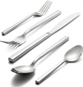 Alata Cube 20-Piece Forged Flatware Set, Service for 4, Mirror Finish | 18/0, Stainless Steel, Dishwasher Safe, Square Handle, Silverware Set, Cutlery Set, Daily Use, Party, Present, Restaurant