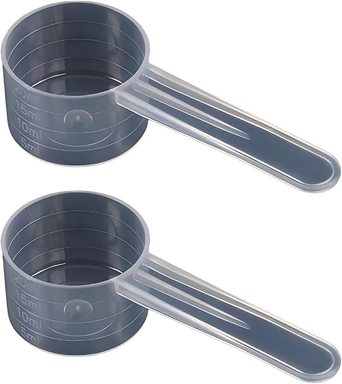 10g/20ml Measuring-Spoons Scoop for Creatine,Powders,Cooking,Recipes,Lab,Food Grade PP Material,BPA-free,Meets FDA Standards，2-Packs(With milliliter scale marking) Transparent
