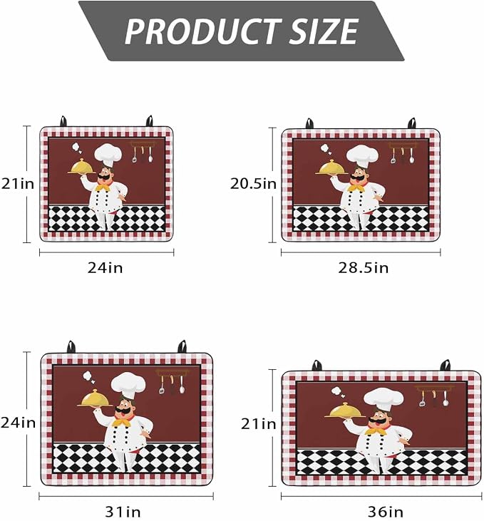 Stove Top Covers for Electric Stove 24x21 Inches, Fat Chef HeatResistant Glass Cooktop Protector, Red Gourmet Kitchen Red Black Buffalo Plaid Ceramic Stovetop Countertop Covers Mat, Oven Cover