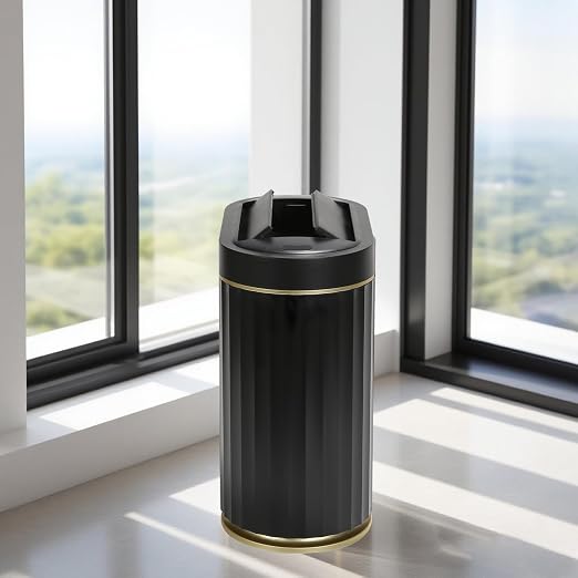 SYNCVIBE Bathroom Sensor Trash Can, 2 Gallon, Butterfly Lid, Black Gold | Automatic Garbage Can, IPX5 Waterproof Slim Trash Bin, Under-Counter Wastebasket for Kitchen, Living Room and Bathroom