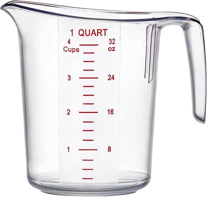 Melissa - 32-Ounce Plastic Measuring Pitcher (1-Pack), 4-Cup (1-Quart) Food-Grade Measuring Jug, Unbreakable, Stackable, Dishwasher-Safe, Great for Oil, Vinegar, Flour, and More
