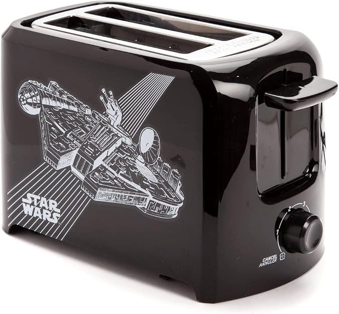 Star Wars 2-Slice Toaster with Ships from Select Brands - Kitchen Essential with Hinged Crumb Tray & Self-Centering Slots - Breakfast & Sandwich Toast Maker - Two Slice Toaster with Bread Lift