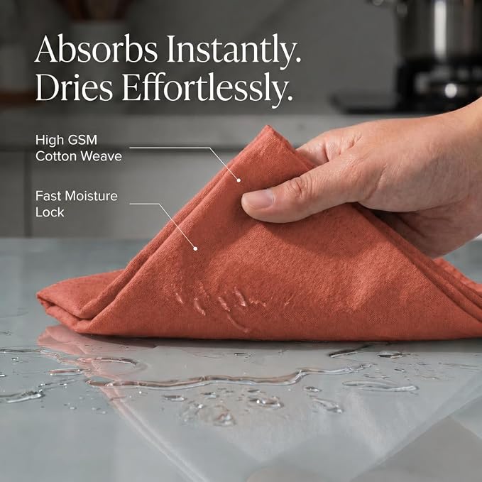 Urban Villa Kitchen Towels Cotton Dish Towels 20”x30” (Set of 6) Rust