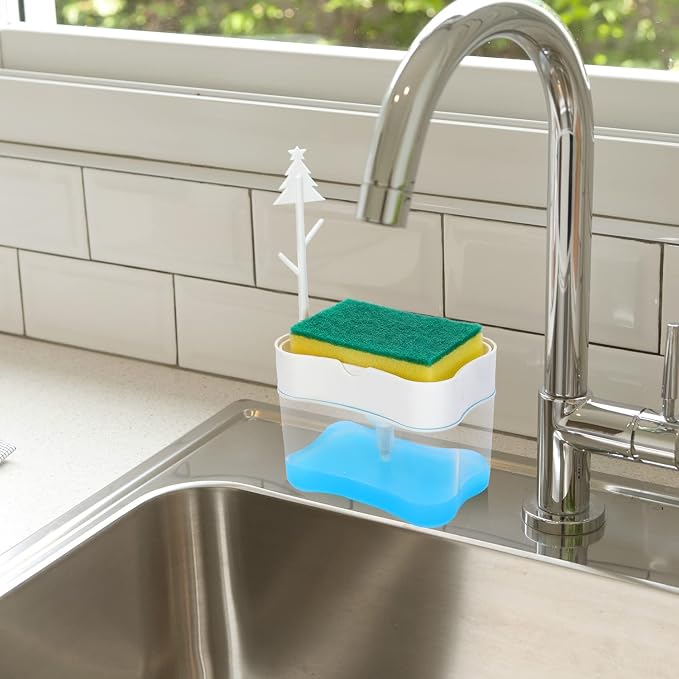New 2026 Version Premium Quality Dish Soap Dispenser - Countertop Kitchen Soap Dispenser, Sink Dish Washing Soap Dispenser 13 Ounces (Sponge Included)