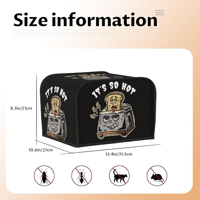 Toaster Cover 4 Slice with Cartoon Toast Pattern Dustproof Bread Maker Cover Fingerprint Bakeware Protection Wide Slot Toaster Bag Reusable Kitchen Small Appliance Cover