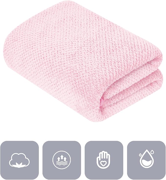 Towels Set 35x70 Inch Oversized Bath Sheets Towels for Adults Luxury Bath Towels Extra Large Sets for Bathroom Super Soft Highly Absorbent Microfiber Shower Towels 80% Polyester (2PCS Pink)