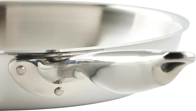 WINCO Tri-Ply Frying Pan, Silver | Induction compatible, Even heat distribution, Great for Sauteing, Searing, Frying and Restaurant Kitchens