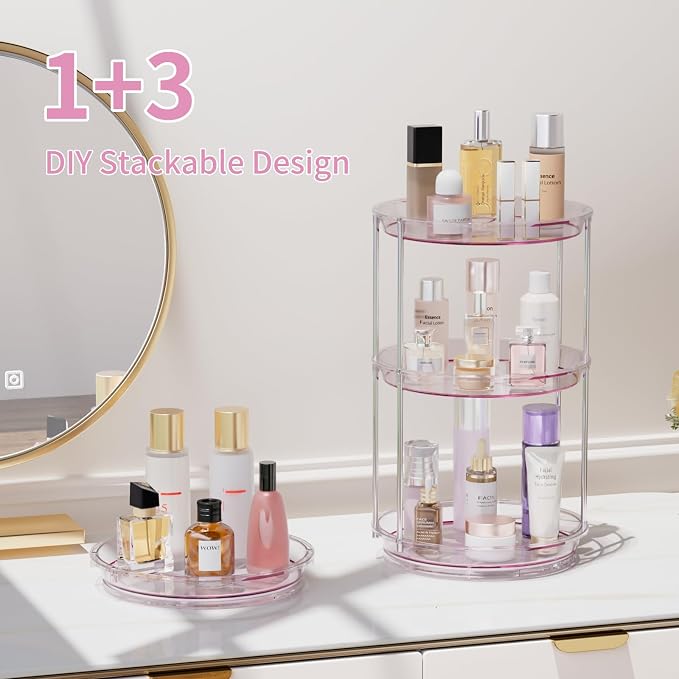 Rotating Makeup Organizer, Perfume Skincare Holder, 2 Tier 9 Inch, Mauve | 360° Smooth Spinning Vanity Tray, Large Capacity, Space-Saving Cosmetics Storage for Bathroom Countertop, Dresser