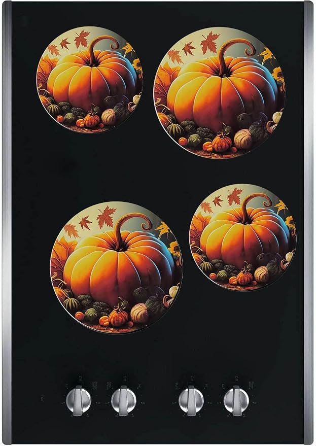Kerixi Electric Stove Burner Covers Range Top For Expanding Counter Space Stovetop Decor (Fall Pumpkin)