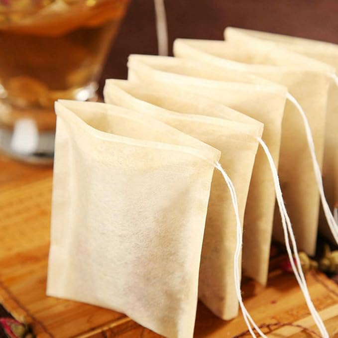 NEPAK 600 Pcs Disposable Tea Filter Bags for Loose Tea,Drawstring Empty Bag for Loose Leaf Tea,with 100% Natural Unbleached Paper(3.15 x 3.94 inch)