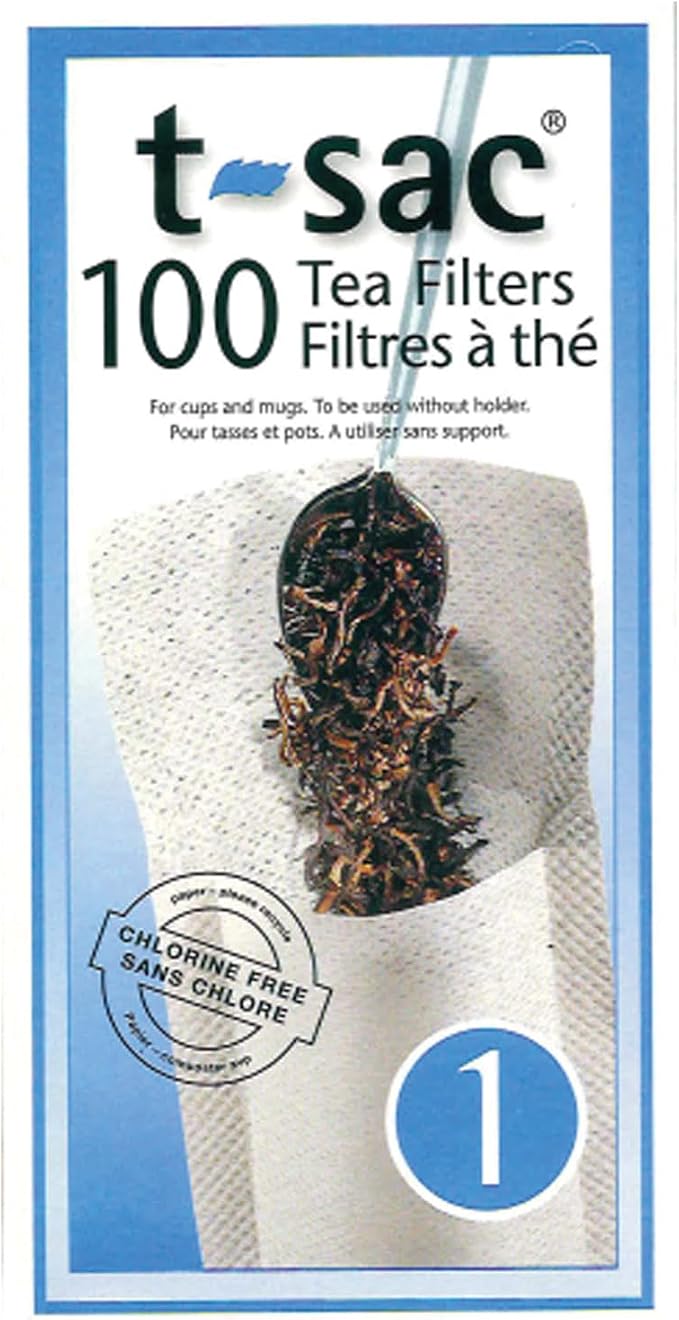 T-Sac Tea Filter Bags, Disposable Tea Infuser, Number 1-Size, 1-Cup Capacity, Set of 100