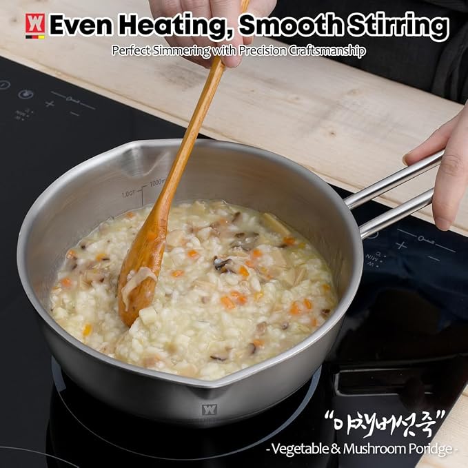 WAGENSTEIGER Mini Wok 200mm Stainless Steel, 3-Ply Aluminum Core Base, Induction Compatible Small Wok Pan, Ramen Pot for Camping & Outdoor Cooking