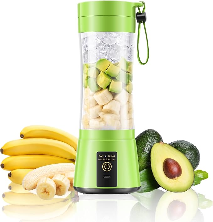 Mini Portable Travel Smoothies Blender - 380ML Personal Size Blender | BPA Free Traveling Cup & 6 Blades, Powerful Blending Small Blender Convenient to Squeeze Juice in Travel Sports Picnic