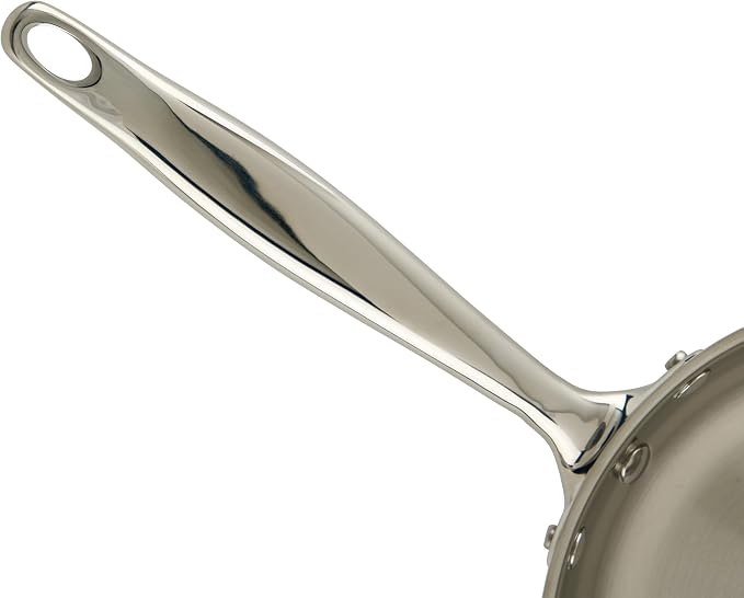 WINCO Tri-Ply Frying Pan, Silver | Induction compatible, Heavy-duty, Great for Sauteing, Searing and Frying