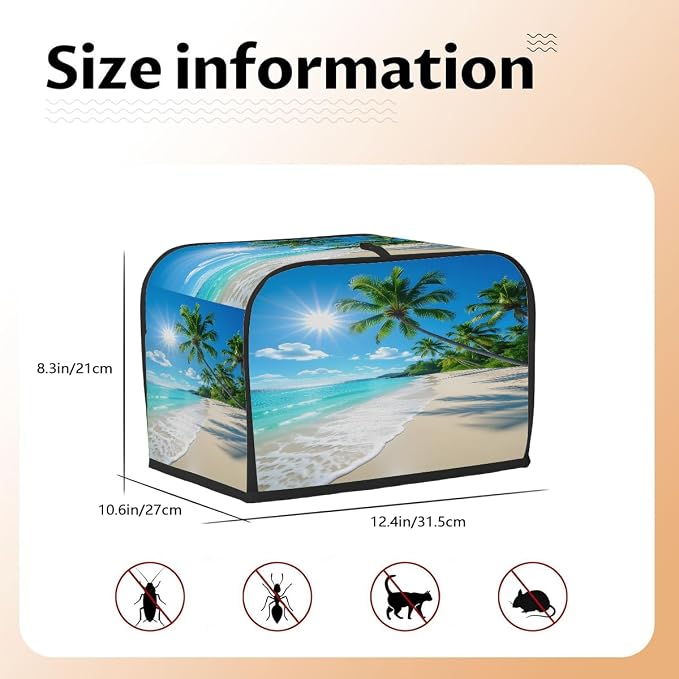 4 Slice Toaster Cover Palm Beach Coastal Ocean Toaster Covers Four Slice Wide Slot Waterproof and Dustproof Covers for Wide Slot Toasters and Small Appliances Kitchen Decor Gifts