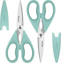iBayam Kitchen Scissors, Set Of 2, Aqua Sky, Black Kitchen Utensils Set | for New Home Essentials, 2-Pack Protective Sheath, Dishwasher Safe, Stainless Steel Scissors, Built-In Bottle Opener