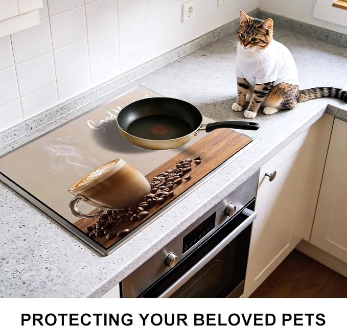 Good Morning Coffee Latte Stove Top Cover 28.35x20.47in Kitchen | Good morning coffee latte stove top cover 28.35x20.47 in; cozy kitchen cooktop mat dishwasher safe machine washable