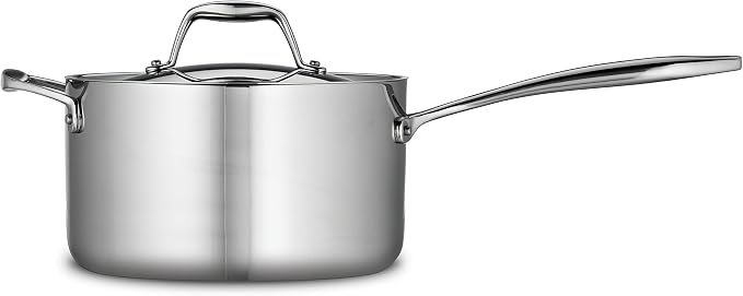 Tramontina Signature Tri-Ply Clad Stainless Steel 4-Quart Sauce Pan | Induction-Ready, Dishwasher-Safe, NSF-Certified, Made in Brazil