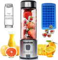 Portable Smoothie Blender ROSEVIEW Glass Cordless Mini Shakes Cup blend for smoothies USB rechargeable juicer 2 battery Handheld Personal travel Jet mixer (Black Steel) (BLKSteel)