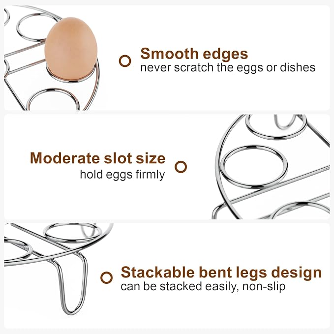 Egg Steamer Rack for Instant Pot - 2-Pack Stainless Steel Trivet | Stackable Racks to Hold 18 Eggs, For Pressure Cookers, Hard-Boiled & Deviled Eggs, Steaming, Meal Prep & Kitchen Use