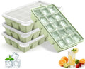4 Pack Silicone Ice Cube Trays, Easy Release Ice Trays for Freezer with Lid | Reusable and Stackable Ice Trays for Freezer for Cocktail, Whiskey, Baby Food, BPA Free (green)