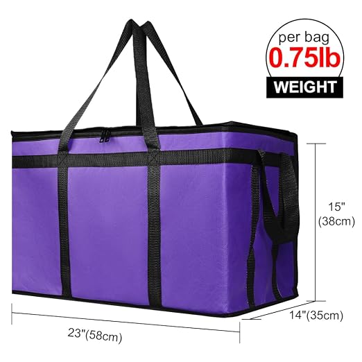 Bodaon 5-Pack Cooler Insulated Food Delivery Bag, Rideshare Delivery Bag, XXX-Large Thermal Bags for Catering/Hot Pizza, Travel/Camping/Picnic/Grocery Reusable Warmer Frozen, Purple-Black Edge