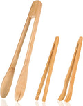 Zopeal 3 Pcs Bamboo Utensils for Cooking Wooden Toaster Tongs Long Cooking Salad Tongs for Picking up Cheese Bacon Toast Cake Fruits Bread Spaghetti for Kitchen Women Men