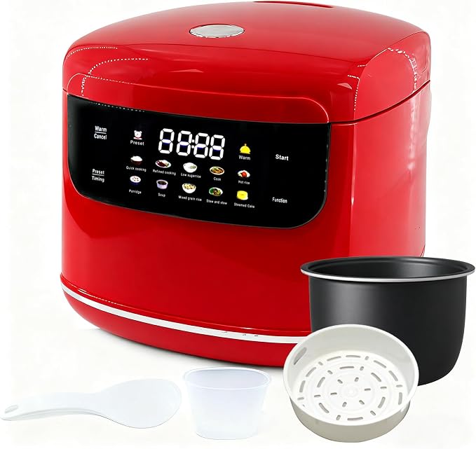 Smart Rice Cooker,Mini Electric Rice Cooker,6 Cups Cooked/3 Cups Uncooked | 10 Functions,400W Fast Cooker Non-Stick 2L 2.1Quart Rice Maker, 24 H Timer Delay and Auto Keep Warm for 1-3 peoples