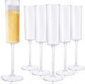 Ciaell 24 Pack Plastic Champagne Flutes for Weddings Birthdays | 6 oz Clear Square Toasting Cups, Heavy Duty Plastic, Champagne Mimosas Wine Cocktails for Anniversaries Parties Bars