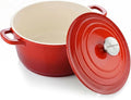 OVENTE 4.6 Qt Aluminum Dutch Oven with Lid, Red DOA546R | Non-Stick Coated Cookware for Sourdough Bread Baking, Braising, Cooking Soups & More, Dishwasher Safe, Works on All Stovetops
