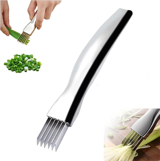 Shred Silk The Knife, 2026 Upgrade Green Onion Cutter Stainless Steel Chopped Kitchen Slicing Tool Cutter for Vegetables Onion Garlic, Multifunctional Kitchen Food Vegetable Cutters (1Pack)