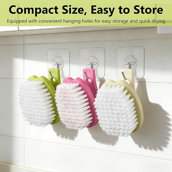 3Pcs Vegetable Scrubber Brush, Vegetable Brush with Stiff Bristles Veggie Cleaner Brush for Fruits, Potatoes, Carrots & More with 3 Hooks Easy Storage