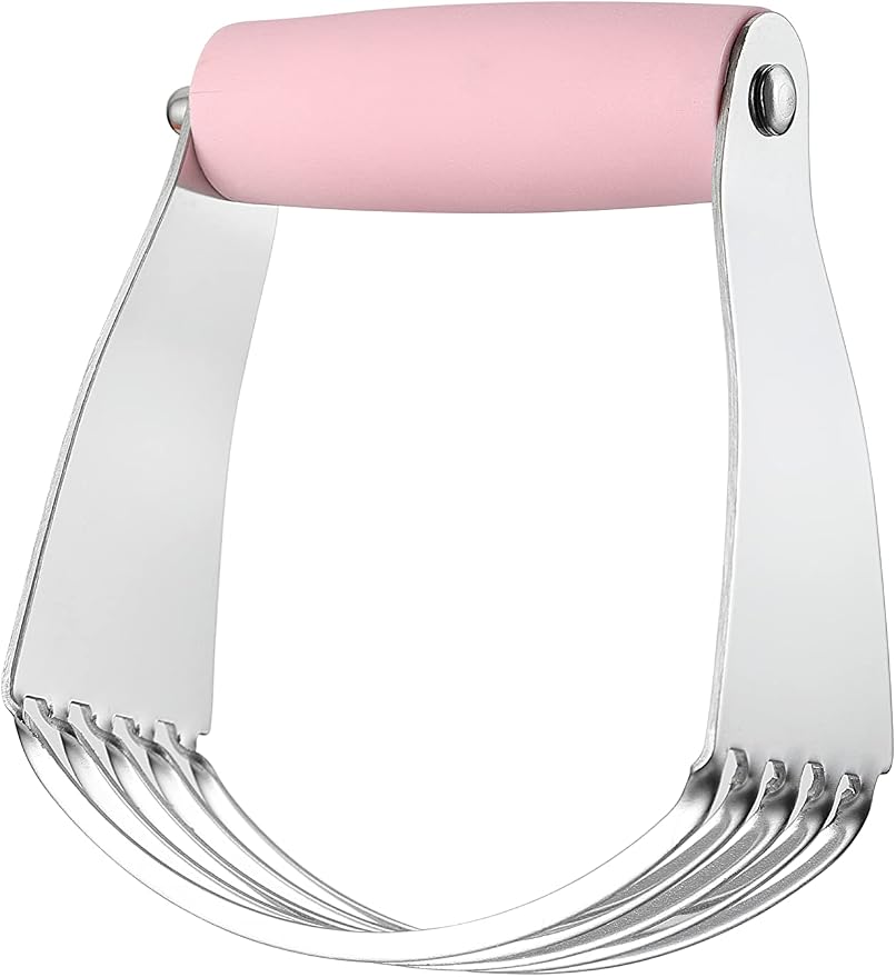 Spring Chef Medium Dough Blender Hand Tool - Pastry Cutter - Pink Lemonade | Heavy Duty Dough Mixer w/ Stainless Steel Blades, Professional Pastry Blender for Easy Mixing, Dishwasher Safe