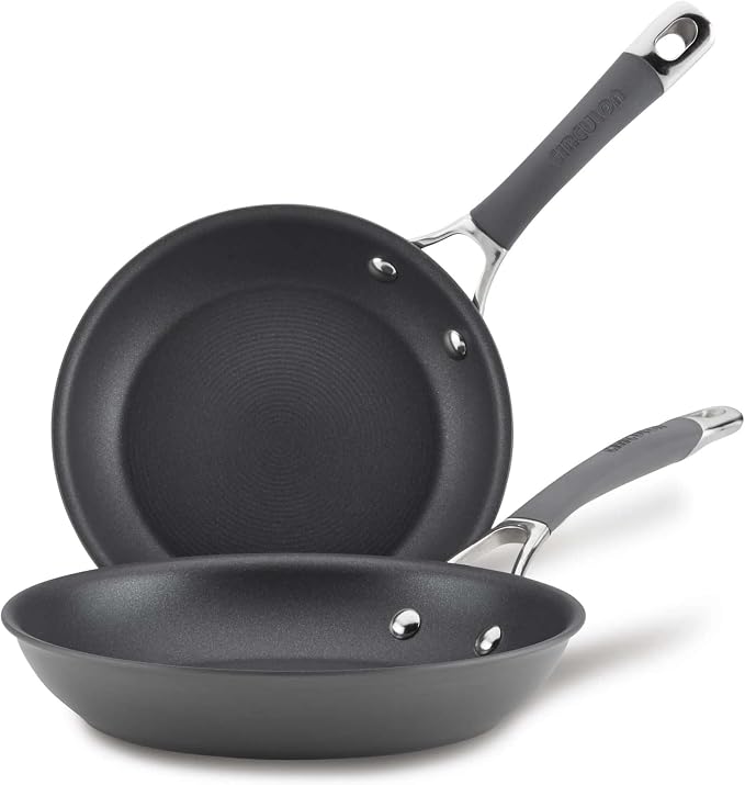 Circulon Radiance Hard Anodized Nonstick Frying Pan, Dishwasher Safe, Oven Safe Skillet Set, Frying Pan Cookware Set, 2-Piece, Gray
