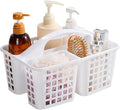 Portable Shower Caddy Basket Plastic Storage Basket with Compartments White | Sturdy Large Capacity Cleaning Supplies Organizer Divided Tool Bin for Bathroom Kitchen Bedroom College Dorm Essentials