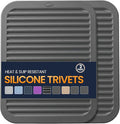 Silicone Trivet Mats 2 Heat Resistant Pot Holders Multipurpose Non-Slip Hot Pads for Kitchen Potholders, Drying mat, Jar Opener, Spoon Holder, Coaster(Dim Grey)