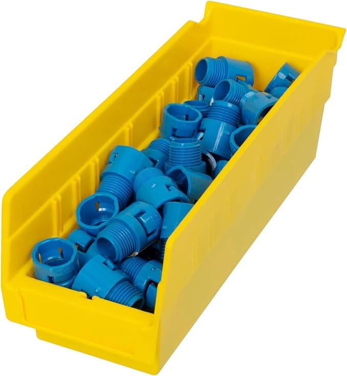 Akro-Mils 30120 Heavy Duty Plastic Shelf Bins, 12"x 4"x 4", Yellow, 24-Pack | Heavy Duty Nesting Storage Bins for Garage, Closet, Refrigerator, Kitchen, Cabinet, Drawer Organization, Pantry Organization