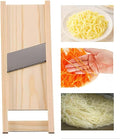 Korean Carrot Julienne Shredder Solid Wood Food Grater, Non-Detachable Stainless Steel Blade Veggie Cutter with Safety Hand Guard, For Potato Radish Onion Slicing & Shredding