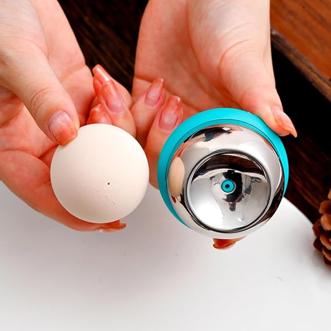 Egg Piercer Set with Stainless Steel Pin, Secret to 1-Second Shell Removal, 2-Pack Egg Hole Puncher Poker with Non-Slip Base, Blue & Green, Perfect for Hard and Soft Boiled Eggs