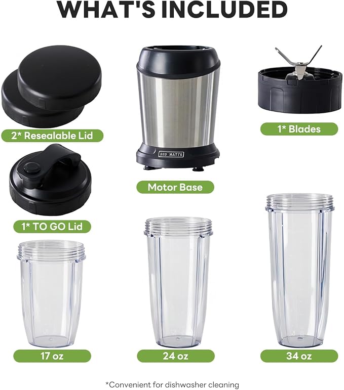 Sweetcrispy Smoothie Blender, Personal Blender Set for Kitchen, Smoothies Maker With BPA-Free Portable Cups For Shakes, Sauces, Juice, Ice Crushing