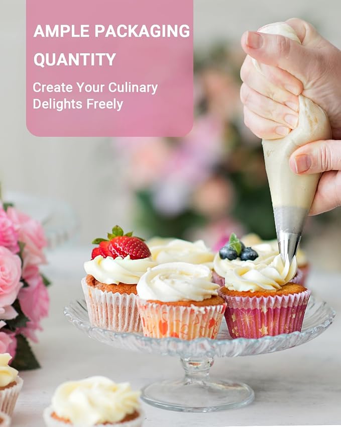 500 Pcs Piping Bags Disposable, 12 Inch Icing Bags, Tipless Piping Bags, Thickened Pastry Bags, Non-Slip & Anti-Burst, Frosting Piping Bags for Cakes Cookies Decoration