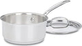Cuisinart 1.5 Quart Sauce Pan with Cover, Stainless Steel Pot with Lid, Small Kitchen Pots, Dishwasher Safe, Compatible with Induction, Electric, Gas Cooktops, Oven Safe Saucepan, Cool Grip Handles | Stainless steel saucepan with aluminum encapsulated ...