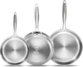 DELARLO Tri-Ply Stainless Steel Frying Pan Set 8”/10”/12”kitchen skillet | Stainless Steel Pan Cooking Heat fast and evenly Compatible with All Cooktops Dishwasher and Oven Safe