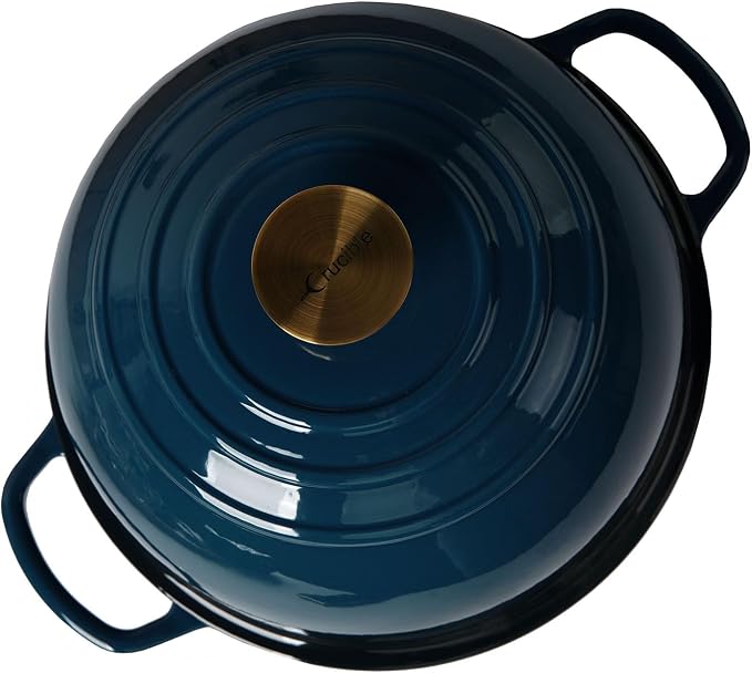 Enameled Cast Iron Bread Pan, Sourdough Artisan Bread Oven – Dark Teal Blue – Round 26 cm, 6.25 L (6.6 qt) – Boule Pan with a Deep Lid for Steam Baking