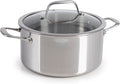 T-Fal Pro Tri-Ply Stainless Steel 6 qt Dutch Oven Pot with Lid, Induction | NSF professional grade, Glass lid traps moisture, Oven safe to 500 F, Braising and stewing use, Built-in measuring marks