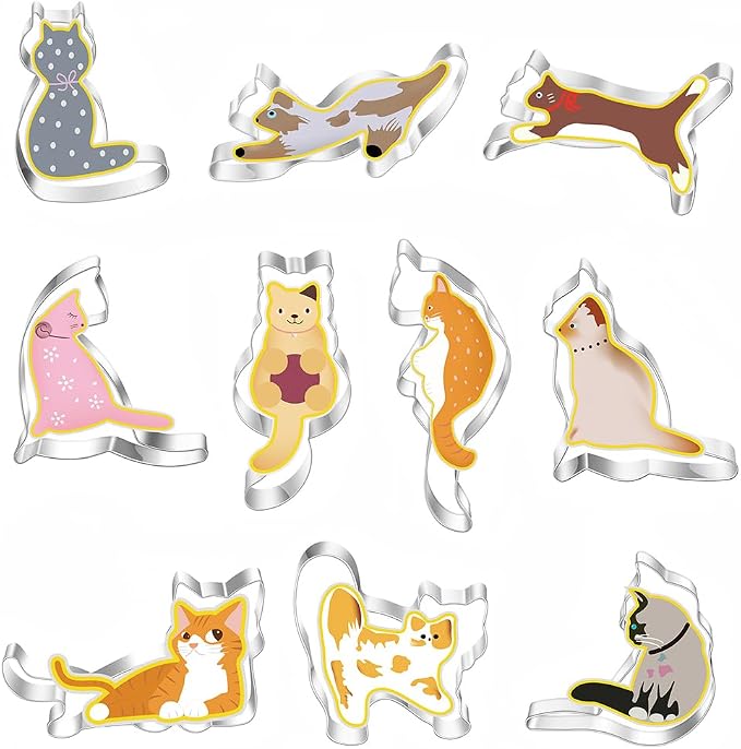 MrCookie Cat Shaped Cookie Cutters Set,Stainless Steel.